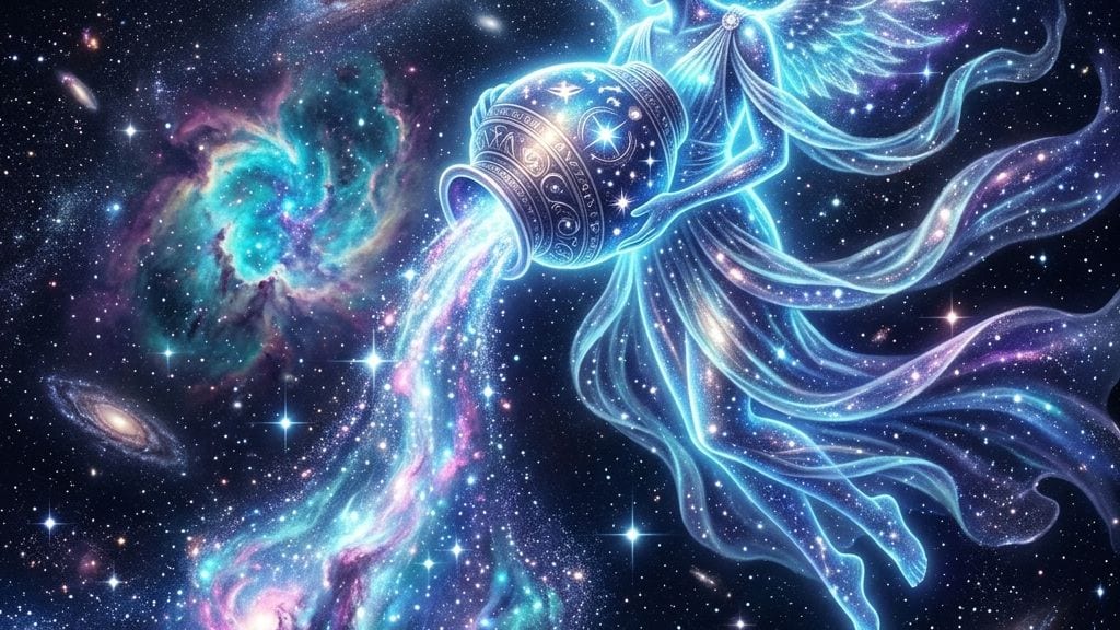 Ilustrație artistică și simbolică despre dragoste și compatibilitate pentru zodia Vărsător